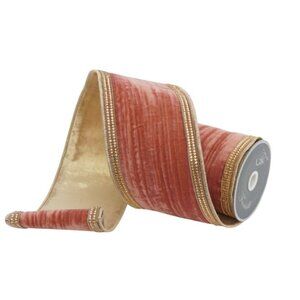 Farrisilk Coral Distressed Diamond Christmas Ribbon 4" x 5Y NEW